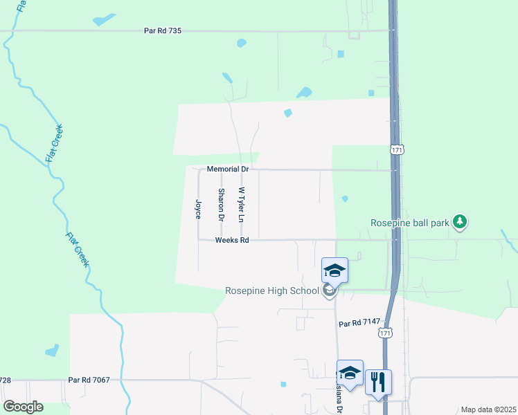 map of restaurants, bars, coffee shops, grocery stores, and more near 513 Woodland Parkway in Leesville