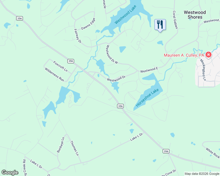 map of restaurants, bars, coffee shops, grocery stores, and more near 2529 Farm to Market Road 356 in Trinity