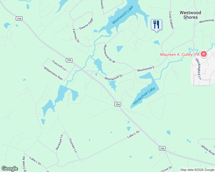 map of restaurants, bars, coffee shops, grocery stores, and more near 2529 Farm to Market Road 356 in Trinity