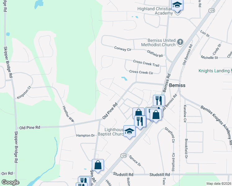 map of restaurants, bars, coffee shops, grocery stores, and more near 4001 Gramercy Drive in Valdosta