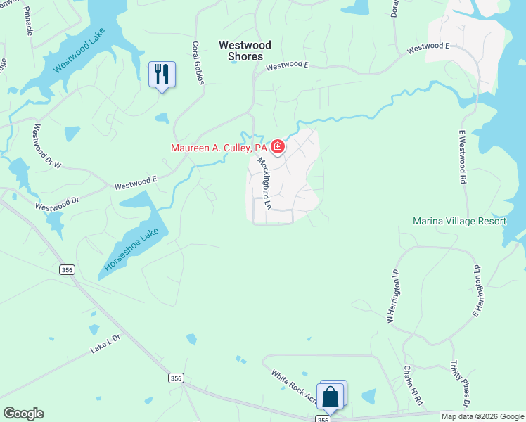 map of restaurants, bars, coffee shops, grocery stores, and more near 58 Robin in Trinity