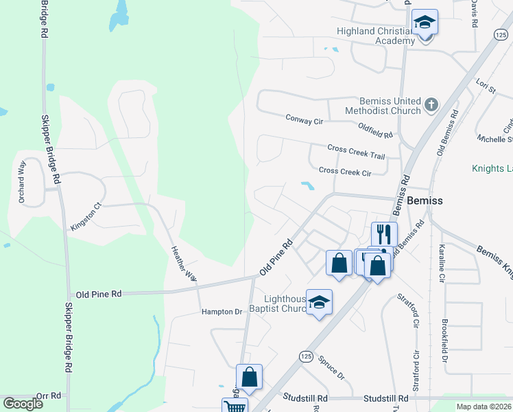 map of restaurants, bars, coffee shops, grocery stores, and more near 4025 Gramercy Drive in Valdosta