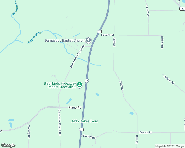map of restaurants, bars, coffee shops, grocery stores, and more near 5018 State Highway 77 in Graceville