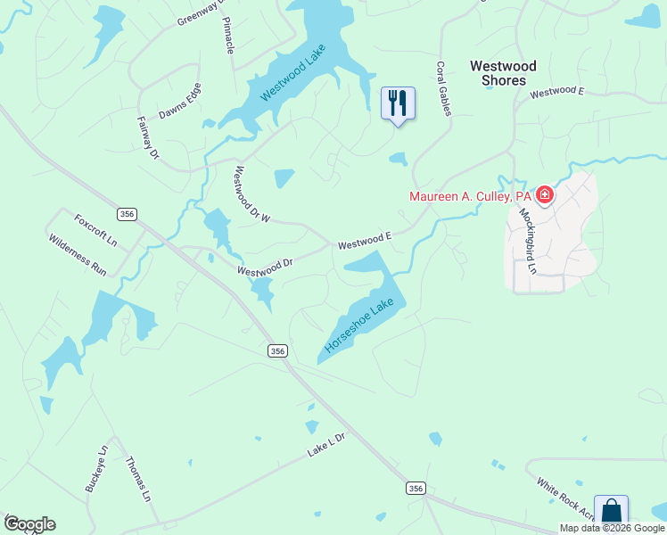 map of restaurants, bars, coffee shops, grocery stores, and more near 6 Bluebonnet in Trinity