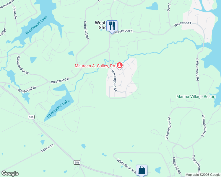 map of restaurants, bars, coffee shops, grocery stores, and more near 58 Robin in Trinity