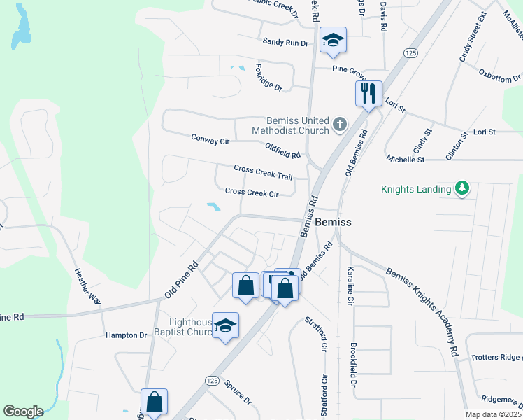 map of restaurants, bars, coffee shops, grocery stores, and more near 3729 Cross Creek Circle in Valdosta