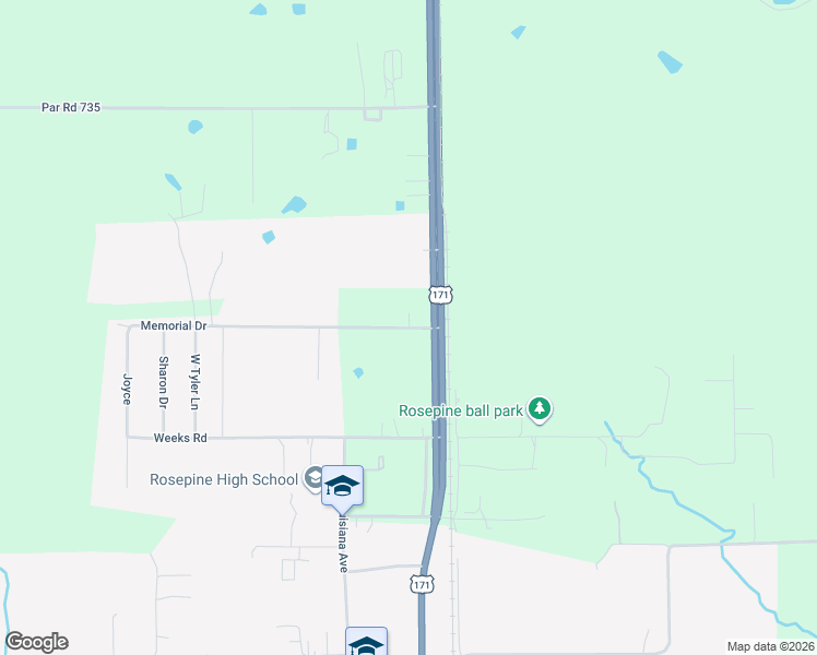 map of restaurants, bars, coffee shops, grocery stores, and more near 6632 Memorial Drive in Leesville