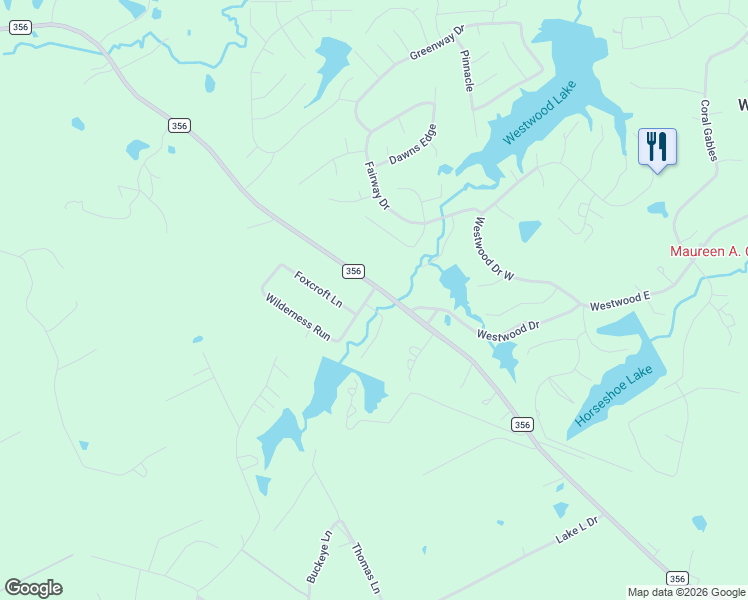 map of restaurants, bars, coffee shops, grocery stores, and more near 2140 Farm to Market Road 356 in Trinity