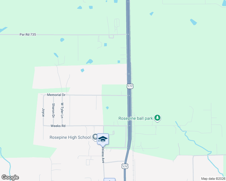 map of restaurants, bars, coffee shops, grocery stores, and more near 6632-7308 Memorial Road in Leesville