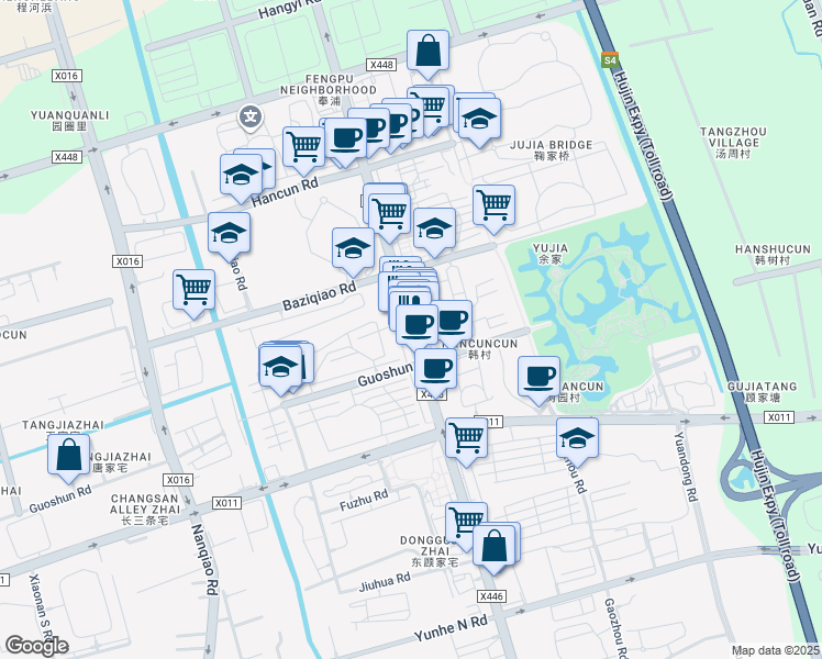 map of restaurants, bars, coffee shops, grocery stores, and more near 631号-723号 Nan Qiao Huan Cheng Dong Lu in Shanghai