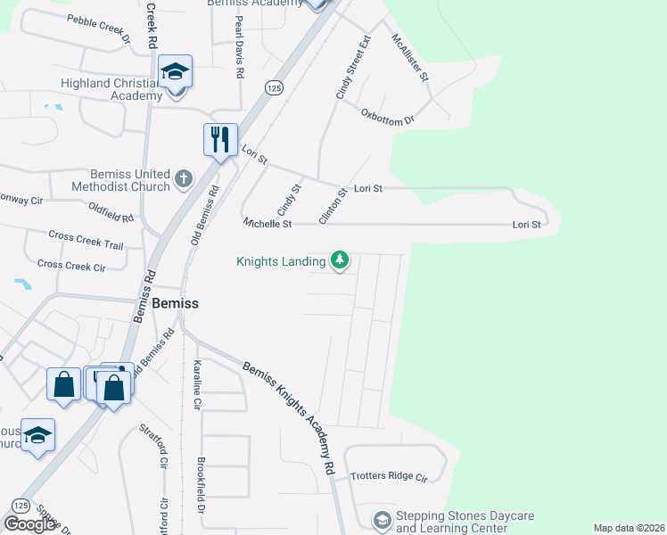 map of restaurants, bars, coffee shops, grocery stores, and more near in Bemiss