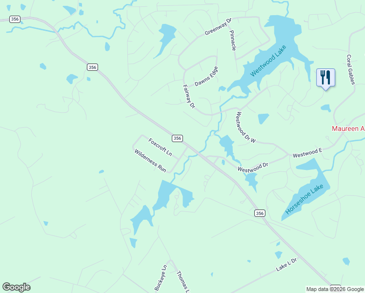 map of restaurants, bars, coffee shops, grocery stores, and more near 2140 Farm to Market Road 356 in Trinity