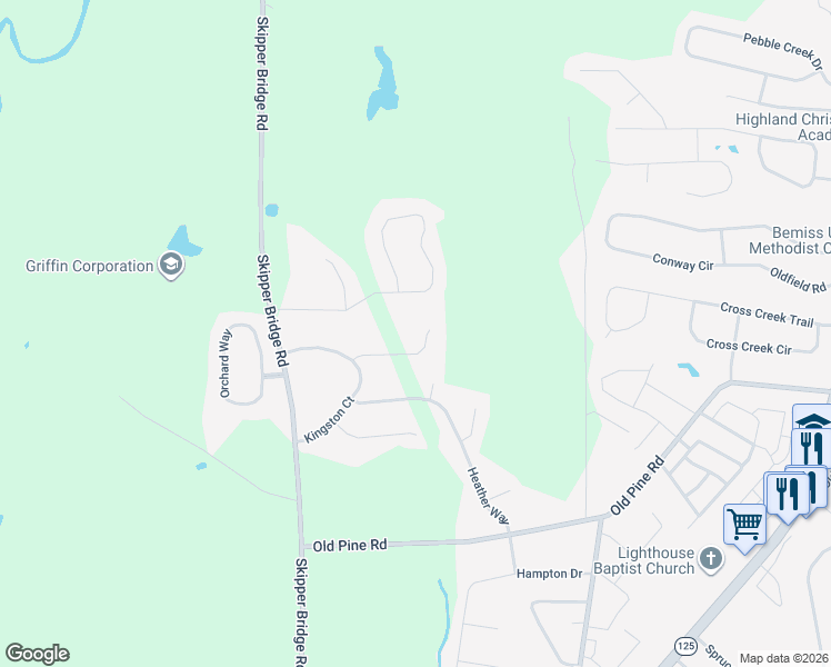 map of restaurants, bars, coffee shops, grocery stores, and more near 3824 Chris Circle in Valdosta