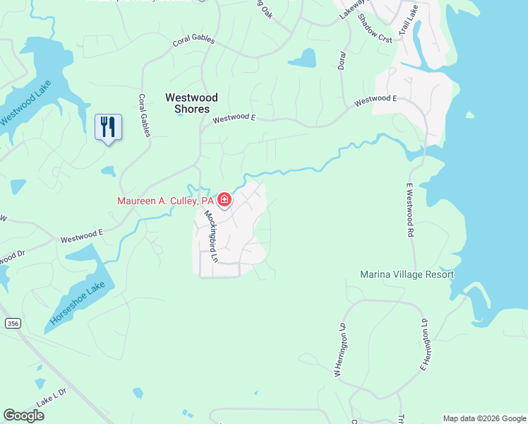 map of restaurants, bars, coffee shops, grocery stores, and more near 60 Wren Lane in Trinity