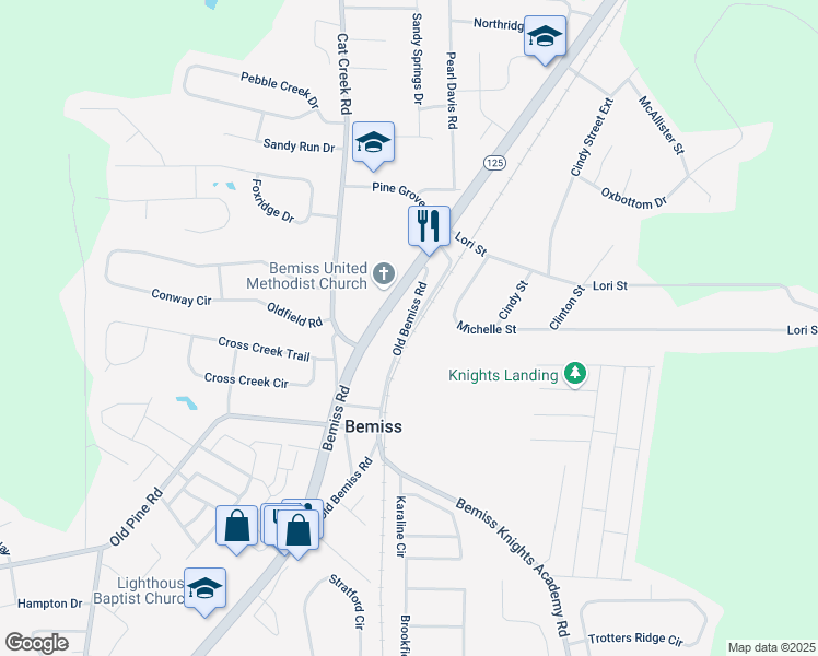 map of restaurants, bars, coffee shops, grocery stores, and more near 4222 Old Bemiss Rd in Valdosta