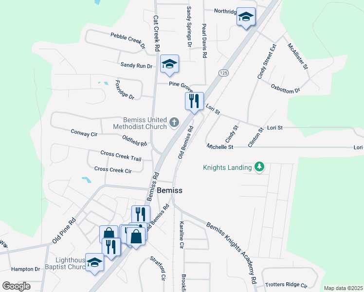 map of restaurants, bars, coffee shops, grocery stores, and more near 4140-4222 Old Bemiss Rd in Valdosta