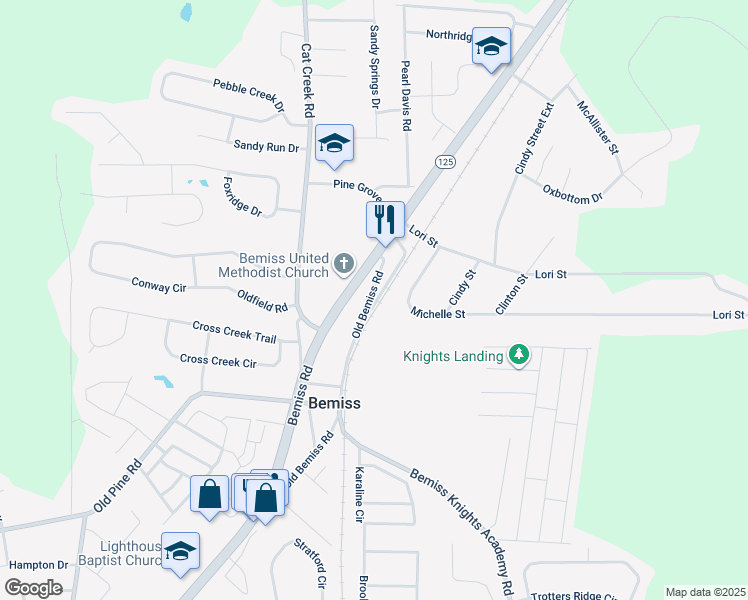 map of restaurants, bars, coffee shops, grocery stores, and more near 4256 Old Bemiss Road in Valdosta