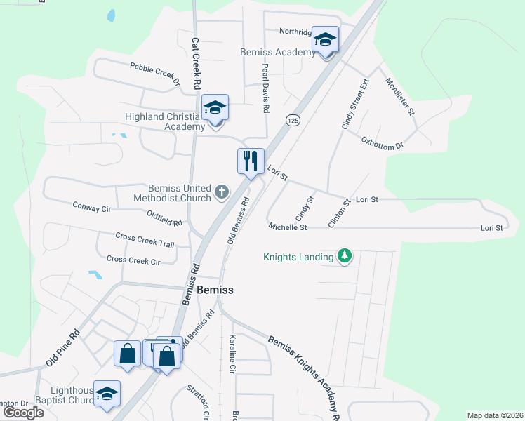map of restaurants, bars, coffee shops, grocery stores, and more near 4712 Michelle Street in Valdosta