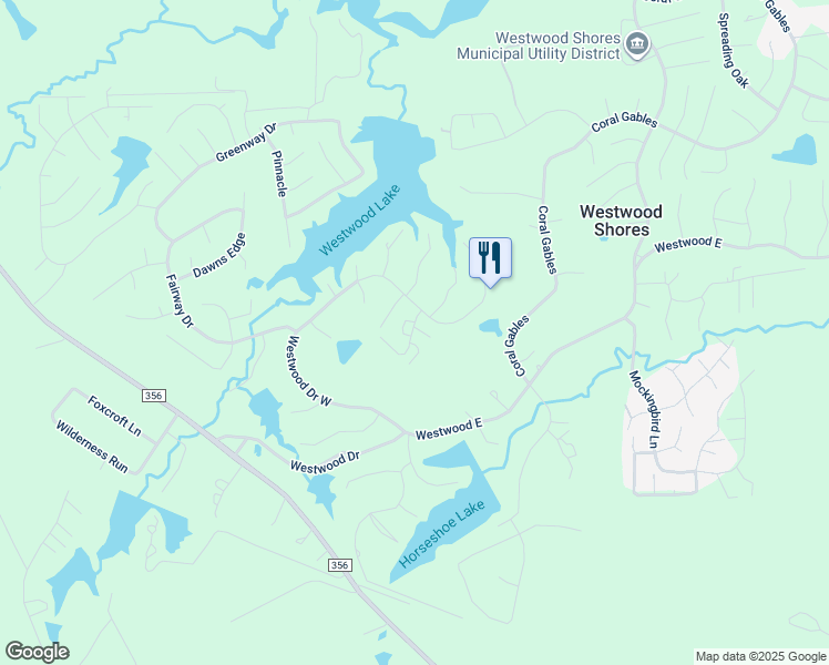 map of restaurants, bars, coffee shops, grocery stores, and more near 27 Westwood Village Drive in Trinity
