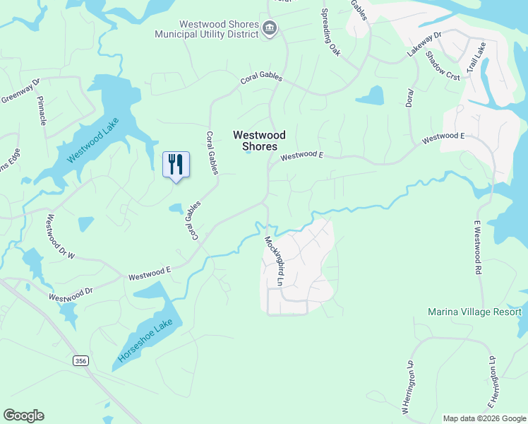 map of restaurants, bars, coffee shops, grocery stores, and more near 4 Mockingbird Lane in Trinity