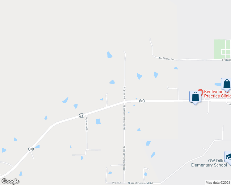 map of restaurants, bars, coffee shops, grocery stores, and more near 74403 South Dykes Road in Kentwood