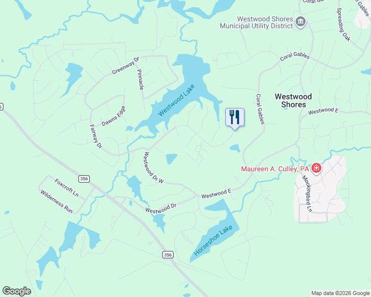 map of restaurants, bars, coffee shops, grocery stores, and more near 83 Broadmoor Drive in Trinity