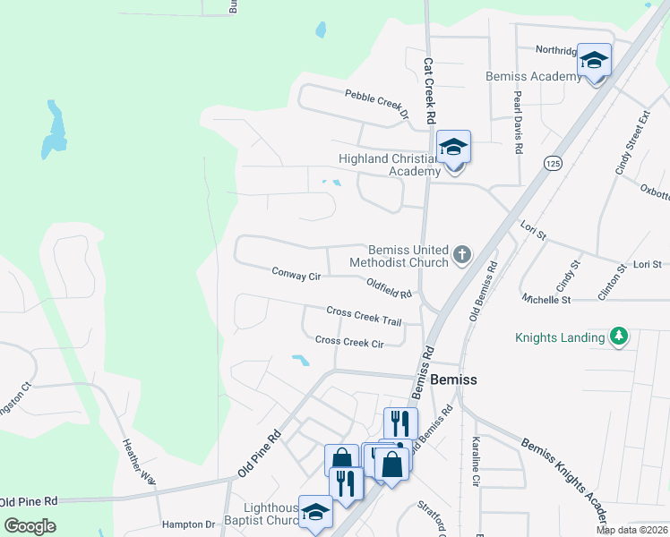 map of restaurants, bars, coffee shops, grocery stores, and more near 3800 Oldfield Road in Valdosta