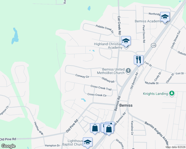 map of restaurants, bars, coffee shops, grocery stores, and more near 3800 Oldfield Road in Valdosta