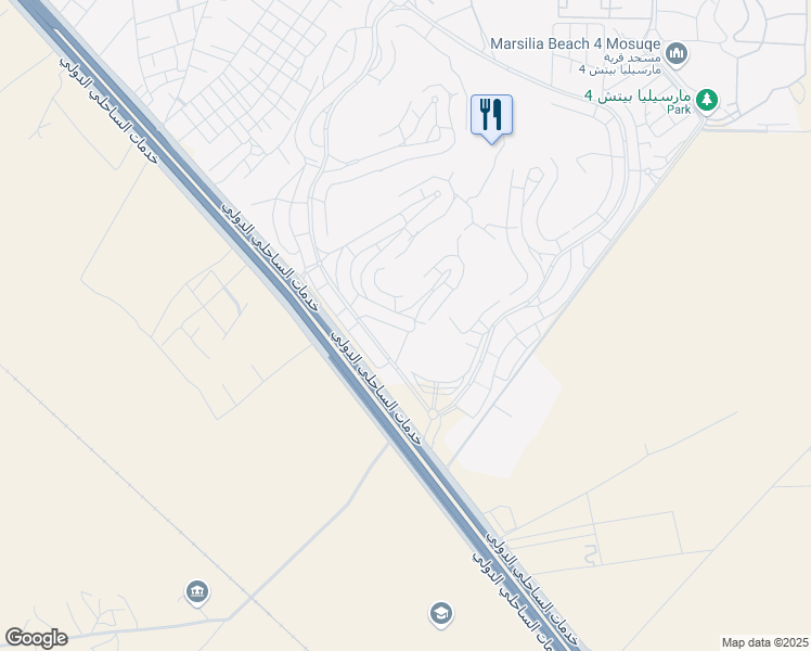 map of restaurants, bars, coffee shops, grocery stores, and more near الكيلو ١٢٤ Alexandria - Marsa Matrouh Road in El Alamein