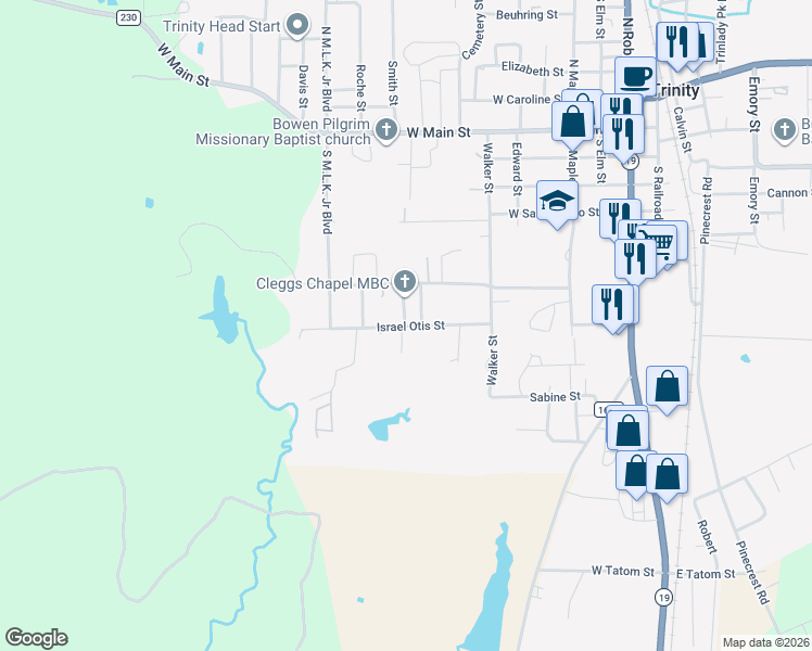 map of restaurants, bars, coffee shops, grocery stores, and more near 163 Walnut in Trinity