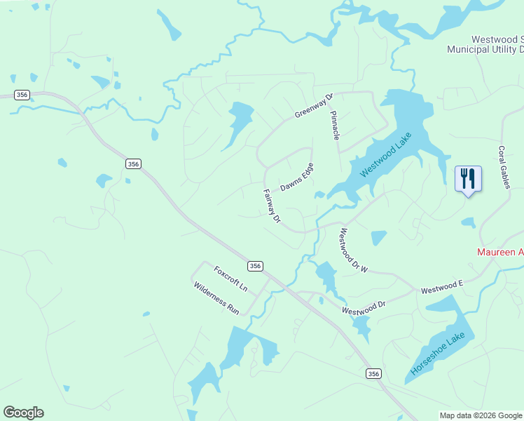 map of restaurants, bars, coffee shops, grocery stores, and more near Fairway Drive in Trinity