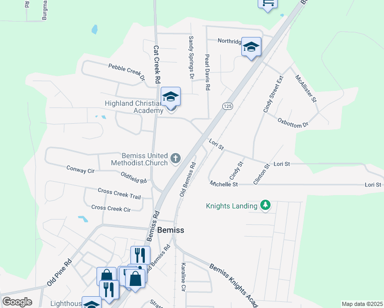 map of restaurants, bars, coffee shops, grocery stores, and more near 4921 Bemiss Road in Valdosta