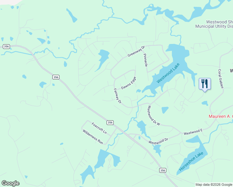map of restaurants, bars, coffee shops, grocery stores, and more near Fairway Drive in Trinity
