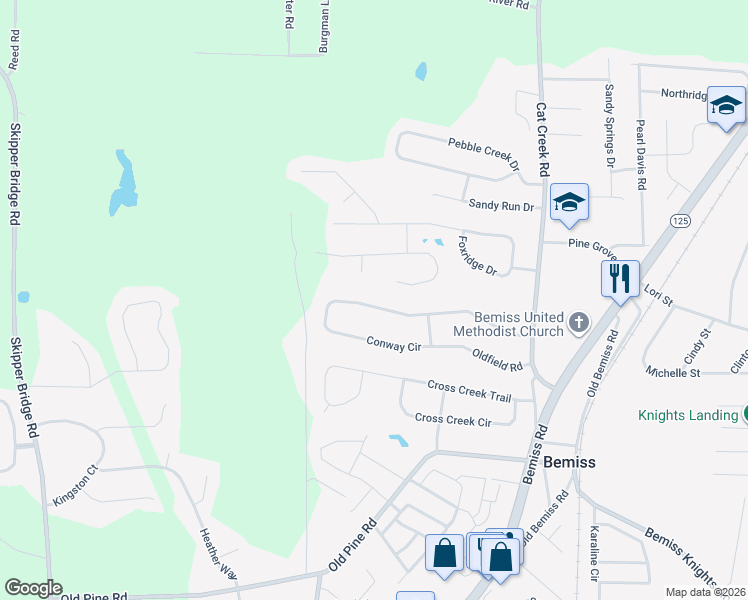 map of restaurants, bars, coffee shops, grocery stores, and more near 4140 Conway Circle in Valdosta
