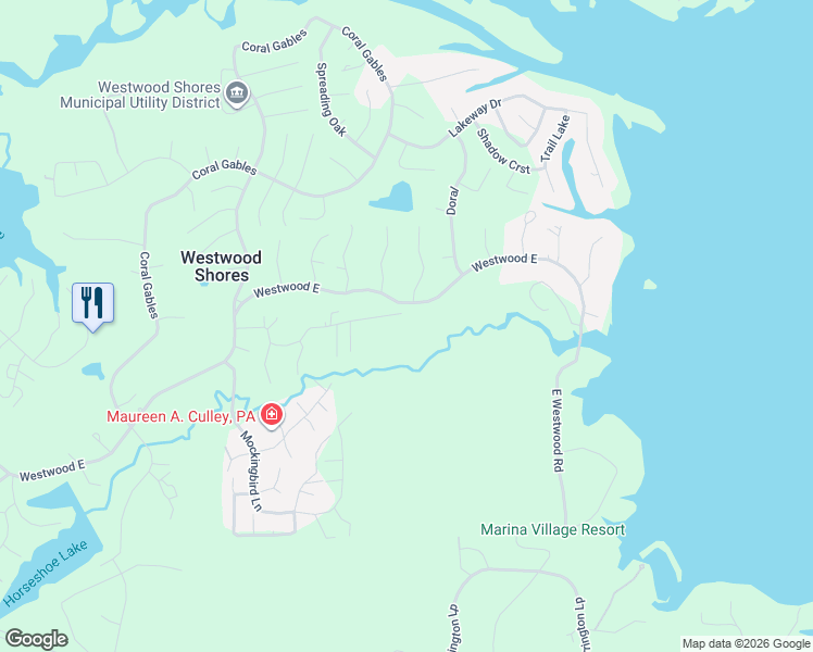 map of restaurants, bars, coffee shops, grocery stores, and more near 76 Corkwood Road in Trinity