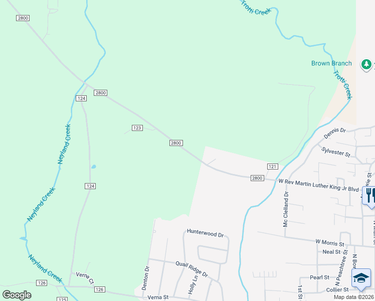 map of restaurants, bars, coffee shops, grocery stores, and more near 1087 Farm to Market Road 2800 in Jasper