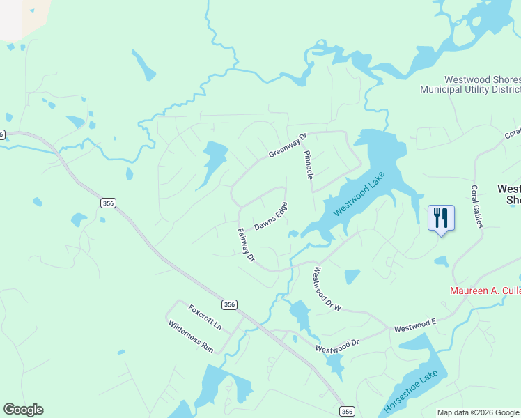 map of restaurants, bars, coffee shops, grocery stores, and more near 23 Dawns Edge in Trinity