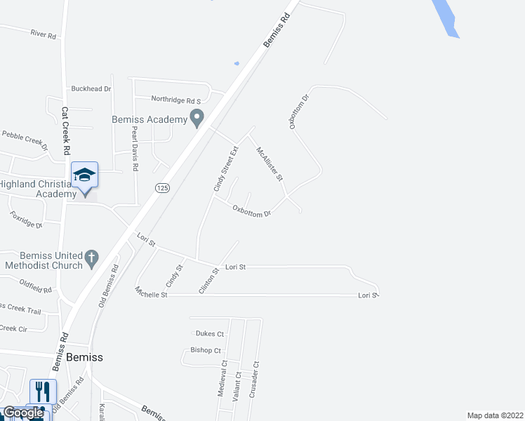 map of restaurants, bars, coffee shops, grocery stores, and more near 4625 Oxbottom Drive in Valdosta