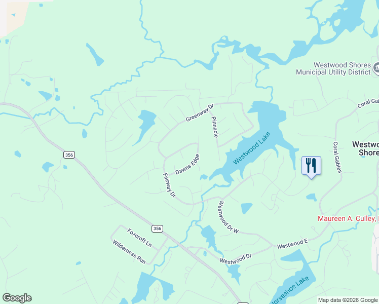 map of restaurants, bars, coffee shops, grocery stores, and more near 23 Dawns Edge in Trinity