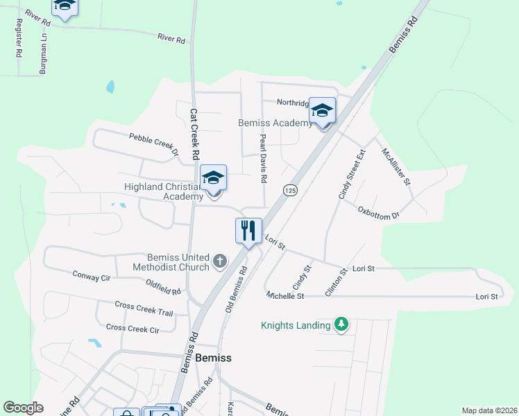 map of restaurants, bars, coffee shops, grocery stores, and more near 4977 Bemiss Road in Valdosta