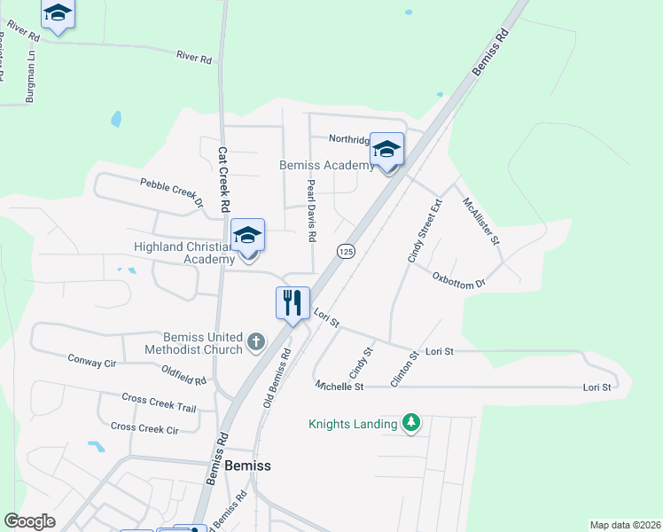 map of restaurants, bars, coffee shops, grocery stores, and more near 4990-5030 Bemiss Road in Valdosta