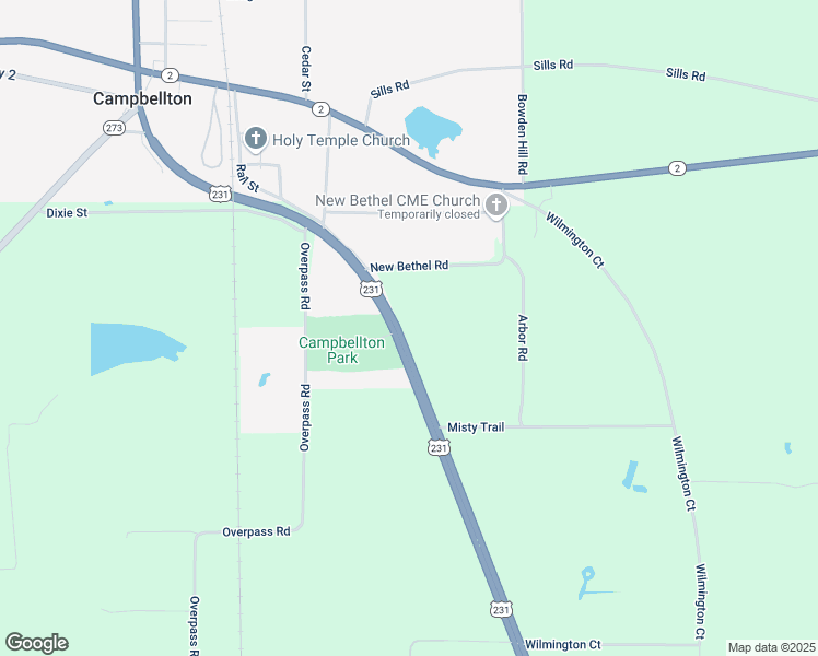map of restaurants, bars, coffee shops, grocery stores, and more near 5148 U.S. 231 in Campbellton