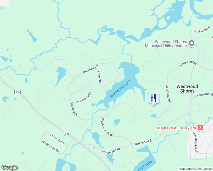 map of restaurants, bars, coffee shops, grocery stores, and more near 159 Pinnacle in Trinity