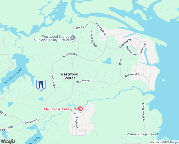 map of restaurants, bars, coffee shops, grocery stores, and more near 14 Redbud in Trinity