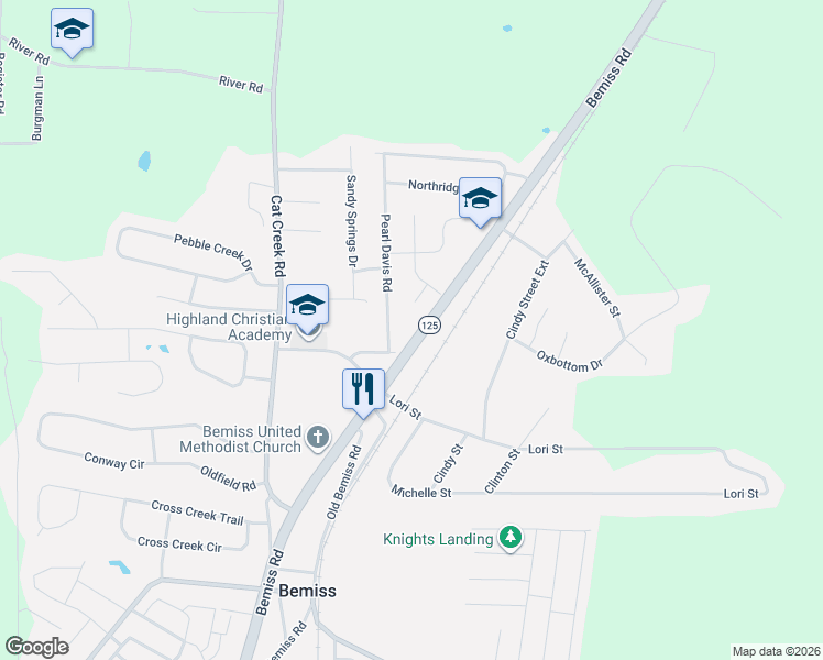 map of restaurants, bars, coffee shops, grocery stores, and more near 4990-5030 Bemiss Road in Valdosta
