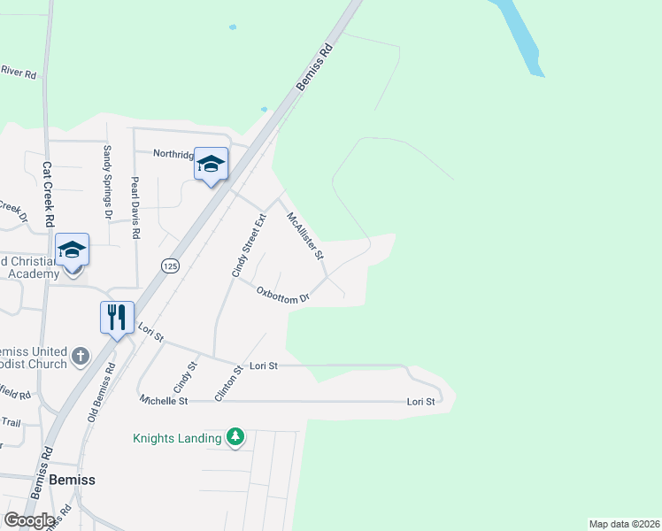 map of restaurants, bars, coffee shops, grocery stores, and more near 4745 McAllister Street in Valdosta