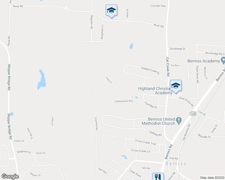 map of restaurants, bars, coffee shops, grocery stores, and more near 4020 Foxridge Lane in Valdosta