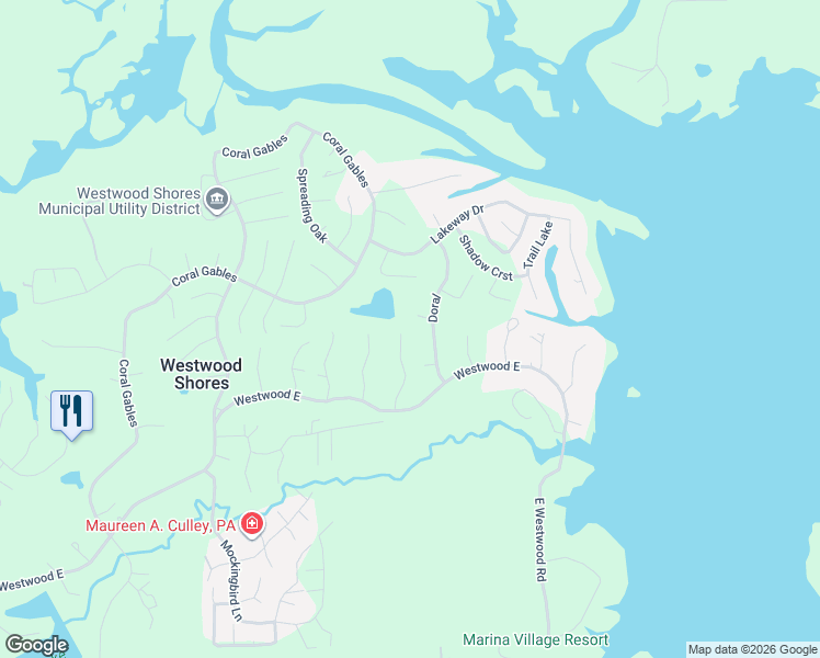 map of restaurants, bars, coffee shops, grocery stores, and more near 27 Doral in Trinity