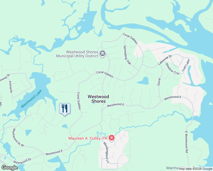 map of restaurants, bars, coffee shops, grocery stores, and more near 38 Cottonwood Road in Trinity