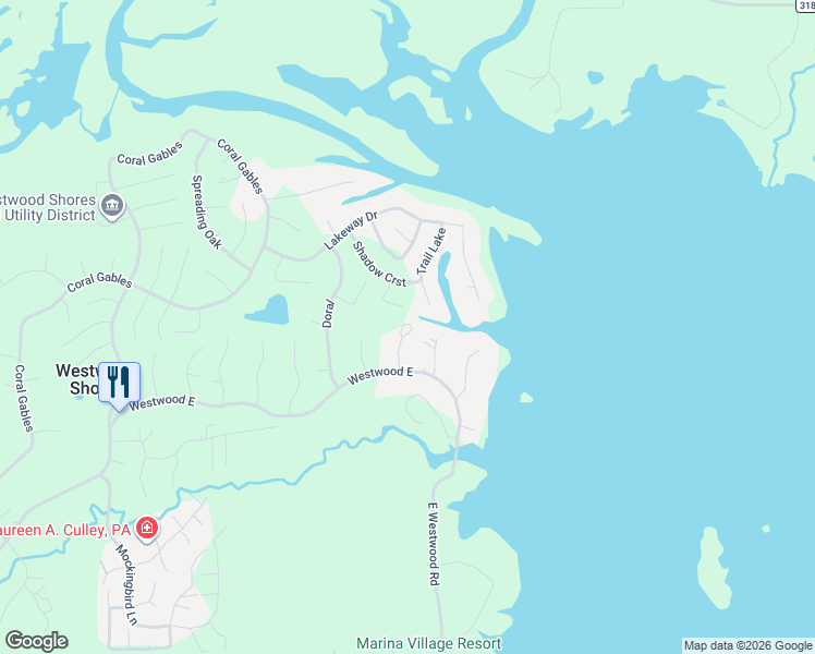 map of restaurants, bars, coffee shops, grocery stores, and more near 11 Indian Harbor in Trinity